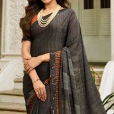 Grey colored saree is made from art silk fabric which is highlighted with beautiful printed work as shown. comes along unstitched art silk (silk blend) blouse which you can customise as per your design/style. Occasion - You can wear this saree for festive and functions. Note:- The actual product may differ slightly in color and design from the one illustrated in the images when compared with computer or mobile screen. Art Silk Sarees, Lace Border, Silk Fabric, Silk Sarees, Saree, Silk, Festival, Grey, Lace