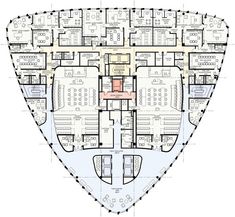 the floor plan for an office building with multiple floors and several rooms, including two levels