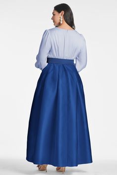 Shop the Zoe Gown in Periwinkle/Eclipse at Sachin & Babi. FREE Shipping Over $500 & FREE Returns. Elegant Gown With Full Satin Skirt, Blue Evening Dress With Voluminous Skirt, Silk Evening Dress With Full Skirt For Formal Occasions, Formal Silk Evening Dress With Full Skirt, Formal Evening Dress With Pleated Waist, Blue Satin Finish Evening Dress For Formal Occasions, Elegant Blue Gown With Satin Finish, Formal Blue Evening Dress With Satin Finish, Formal Blue Satin Evening Dress