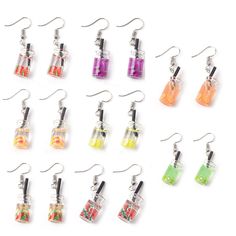 PRICES MAY VARY. 【Package 】Includes 6 or 8 pairs funny dangle earrings for little girls and teen girls 【Design】 Unique bubble tea design with a variety of fruits and food, makes you attract the attention of others in summer 【Material】alloy, resin, which is non-toxic and durable. Lightweight and small 【Occassions】As a great gift for your friends and family；Suit for parties, costume, dating and daily wear 6 or 8 Pairs funny fruit earrings pearl milk tea dangle earrings cute bottles drop earrings f Pearl Milk Tea, Earrings Funny, Pearl Tea, Kawaii Fruit, Weird Jewelry, Funny Fruit, Funny Earrings, Earrings Sets, Tea Design