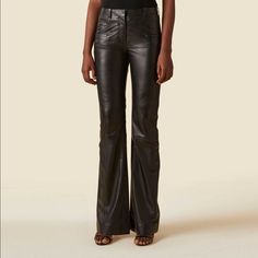 The Signature 'Serge' Pant Is A Sleek, Floor-Grazing Style Reimagined In Lightweight Lambskin Leather With A Mid-Rise Waist And A Bootcut Hemline. Minimal Yet Elegant, It's Detailed Simply With Belt Loops And Jet Front Pockets. Currently Sold On Altuzarra And Net A Porter For $1695 (Tax Not Included) Size Fr 40 Which Equates To A Us 8 Or M New With Tags! Absolutely Stunning/ Luxurious Soft Supple Leather! Luxury Fitted Straight Leather Pants, Designer Black Workwear Pants, Designer Fitted Pants For Evening, Designer Fitted Evening Pants, Luxury Black Straight Leg Pants, Designer Black Evening Bottoms, Designer Fitted Evening Bottoms, Luxury High Waist Leather Pants, Designer Fitted Wide Leg Bottoms