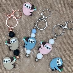 several key chains with cartoon characters on them