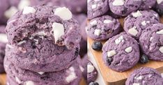 purple cookies with white sprinkles on top