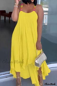 Color: Yellow-2, Size: XL Lace Bandage Dress, Elegante Y Chic, Temu App, Afrikaanse Mode, High Low Maxi Dress, Dress Sleeve Styles, Loose Pullover, Dress Sale, Halter Maxi