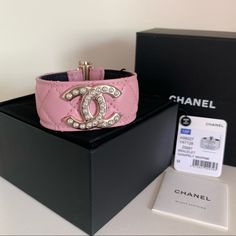 Brand New. Chanel Pink Quilted Leather Cuff. Soft Gold Hardware. Gold Cc Logo Encrusted With Pearls. Made In Italy. Approx 7 Inches Inner Circumference. Includes Tags, Case, And Box. Designer Adjustable Pink Bracelet, Designer Pink Adjustable Bracelets, Designer Adjustable Pink Bracelets, Designer Pink Jewelry For Formal Occasions, Luxury Cuff Bracelets For Party, Designer Cuff Bracelet For Parties, Designer Pink Bracelets For Formal Occasions, Luxury Cuff Bracelet For Evening, Luxury Pink Bracelets For Party