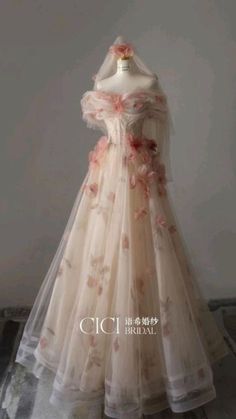 Elegant Ball Gowns Aesthetic, French Style Prom Dresses, Red Rose Dress Gowns, Slim Princess Dress, Pastel Goth Wedding Dresses, Wedding Veil With Color, Fairy Princess Dress Gowns, Enchanted Fairytale Prom Dress, Pink Vintage Wedding Dress