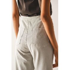 This Salopette Jumpsuit with wide legs exudes casual style with its stripe design and relaxed fit. Made from stretch denim, it features adjustable straps and a button placket, as well as five pockets for convenience. Runs true to size. S. 65% Rayon 30% Nylon 5% Elastane Tan Scarf, Striped Jumpsuit, Winter Tops, Alternative Fashion, Grey Stripes, Button Placket, Stripes Design, Stretch Denim, Baby Fashion