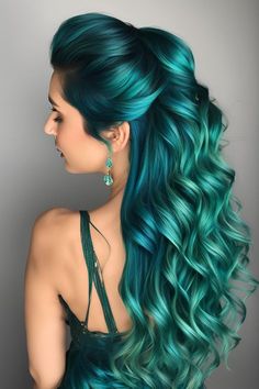 Pretty Hair Color Ideas, Green Hair Ombre, Dark Hairstyles, Blue Green Hair, Hair Play, Coloured Hair, Beautiful Hair Color, Hair 2024