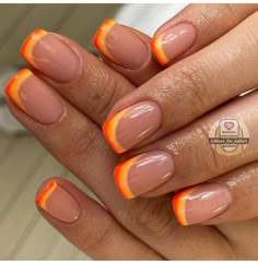 Nails Orange, Orange Nail Designs, Colorful Nails, Cute Gel Nails, Tip Nails, Orange Nails