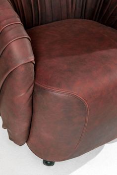 Laurameroni draped upholstered chair drapé club in leather and velvet Hand Crafted Furniture