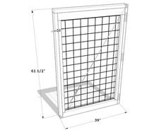 a drawing of a window with grids on the outside and inside, as well as measurements