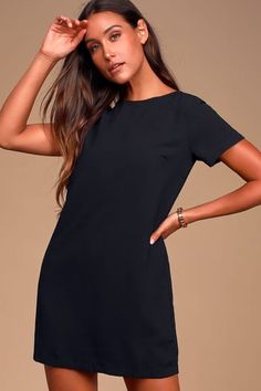 Dresses for Women | Best Women's Dresses Online Dress Large Bust, Anna Herrin, The Curated Closet, Chic Black Dress, Beautiful Black Dress, Black Shift Dress, Sundresses Women, Earrings Outfit, Indie Clothing