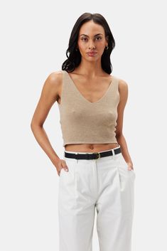 Finn Crop Tank - Light Oatmeal Summer Checklist, Cardigan Sweater Coat, Oatmeal Color, Jumpsuit Skirt, Denim Pant, Sweater Coats, Layering Pieces, Crop Tank, Spring Fashion