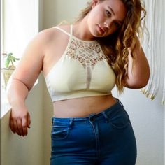 Plus Size Bralette, One Size Fits Most Cream Stretch Crop Top For Spring, Plus Size Bralette, Women's Intimates, Bralette, Womens Sizes, Plus Size, Bra, Cream, Women Shopping