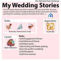 the alphabet pack challenge for my wedding stories is here to help you plan your next event