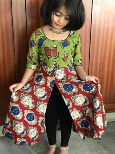 Latest kurti designs for little girls - ArtsyCraftsyDad Kalamkari Blouse Designs, Latest Kurti Designs, Trendy Kurti, Frocks For Kids, Kalamkari Blouse, Global Desi, Latest Kurti