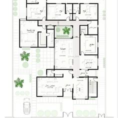 the floor plan for an office building with three floors and four rooms, all in one area