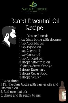 This aromatherapy beard essential oil recipe has an amazing smell and contains oils that will leave your beard smooth and healthy for your skin and beard. It is simple to make and all natural ingredients without harsh chemicals. This would also make a great gift for dad, husband, brother, or uncle! Beard Balm Recipe, Beard Oil Blends, Beard Oil Recipe Diy, Homemade Beard Oil, Diy Beard Balm, Beard Oil Recipe, Diy Beard Oil, Essential Oil Perfumes Recipes, Diy Beard