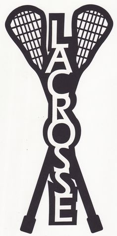 a black and white drawing of lacrosse sticks with the word lacrosse written in large letters