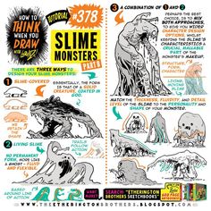 an illustrated poster with instructions on how to use slime monsters for your art project