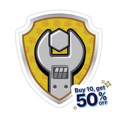 a wrench with the words buy 10 get 50 % off in front of it