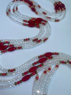 Why You'll Love It: Iridescent Shine: Clear crystal glass beads catch the light beautifully, adding a dazzling touch to any outfit. Red and Gold Accents: Premium red and gold seed beads create a striking contrast, enhancing the overall elegance. Adjustable Fit: Designed to fit comfortably and securely on any body type. Cultural Elegance: A perfect blend of Ivorian tradition and modern sophistication. Versatile Style: Perfect for special occasions, casual outings, or simply adding a touch of sparkle to your everyday wear. This waist bead can be worn alone or layered with other pieces for a unique and personalized look. Description: Introducing the Abure Iridescent Crystal Glass Waist Bead, a handcrafted masterpiece by skilled artisans. The clear iridescent beads create a mesmerizing effect, Outfit Red, Iridescent Crystal, Spring Sale, Red And Gold, Versatile Style, Gold Accents, Clear Crystal, Crystal Glass, Body Types