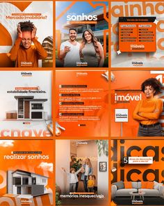 an orange brochure with images of people on it