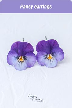 $32.00 • Floral earrings with realistic pansies eyes will improve your unique and fashionable style. Many girls and women love floral earrings, so the earrings will be an excellent floral gift. Purple Handmade Flower Earrings, Handmade Purple Flower Earrings, Gift Handmade Flower Earrings, Purple Pressed Flower Earrings, Cold Porcelain Flowers, Purple Pansy, Flower Hair Accessories, Floral Jewellery, Floral Earrings