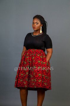 "Materials: Ankara fabric, African fabric, Zipper, Lining Handmade Ships worldwide from Nigeria I made this midi skirt with 100% cotton Ankara fabric with a very rich color and nice print. It has a fastening method at the back. It is available in several prints. The following measurements are required if you purchase this item: Waist Skirt length **Size Guide** US Size 2 Bust = 31.5\" Waist = 24.5\" Hip = 34\" US Size 4 Bust = 33.2\" Waist = 26\" Hip = 35.5\" US Size 6 Bust = 34.6\" Waist = 27.5 Cotton Pleated Midi Skirt Dress, Cotton Midi Dress With Pleated Skirt, Multicolor Cotton Knee-length Skirt, Multicolor Knee-length Cotton Skirt, Red Pleated Dress With Relaxed Skirt, Red Dresses With Pleated Relaxed Skirt, Cotton Dress With Gathered Flared Skirt, Knee-length Cotton Dresses With Pleated Skirt, Relaxed Fit Cotton Midi Dress