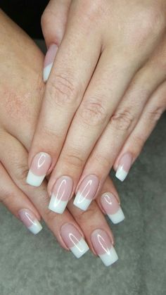 Classic French Tips Acrylics, Elegant Acrylic Nails Classy French Tips, French Mani Acrylic, French Tip Medium Length Nails Square, White Nail Tips Acrylic, French Tip Acrylic Nails Classic, Wedding Nails White Tips, White Tip Acrylic Nails Squoval, Long French Manicure Nails