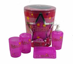 the princess gift set is pink with stars on it