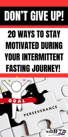 Struggling to stay motivated on your intermittent fasting journey? Don't give up! Discover 20 proven tips to reignite your drive and crush your weight loss goals. From setting realistic targets to finding an accountability partner, these powerful motivation hacks will help you overcome plateaus, conquer cravings, and develop an unstoppable mindset. Learn how to visualize success, celebrate small wins, and find deeper meaning in your "why." Get ready to supercharge your commitment with these game-changing intermittent fasting motivation strategies! #IntermittentFastingMotivation #WeightLossJourney Intermittent Fasting Motivation, Intermittent Fasting Success Stories, Motivation Hacks, Celebrate Small Wins, Visualize Success, How To Visualize, Ways To Stay Motivated