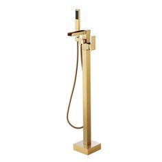 the brass shower faucet is shown on a white background