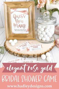 an elegant bridal shower game with candy and candies in a jar on the table