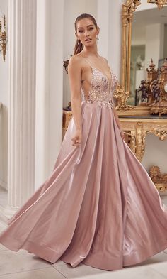 Narianna-Mauve Pink Long Sheer-Bodice Formal Prom Dress Pink Evening Gowns, Prom Dresses Long Pink, Colorful Dresses Formal, Long Sleeve Dress Formal, Embroidered Bodice, Burgundy Bridesmaid Dresses, Bra Cup, Bridesmaid Dresses Plus Size, A Line Prom Dresses