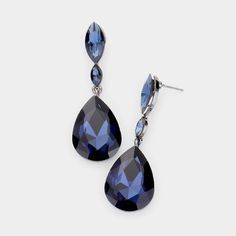 Blue Double Crystal Teardrop Drop Evening Earrings Dark Blue Earrings, Evening Earrings, Wedding Studs, Crystal Teardrop Earrings, Tory Burch Earrings, Medium Hoop Earrings, Buy List, Minimalist Studs, Beaded Drop Earrings