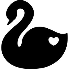 a black swan with a heart in its beak