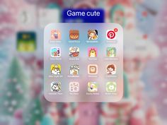 the game cute app is displayed on an iphone's screen, and it appears to be filled with icons