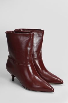 High heels Ankle boots in bordeaux leather, pointed toe, slip on, stitching detail, 60 mm heel, leather sole, 100% leather, Made in Italy Burgundy Boots For Office Use In Fall, Burgundy Boots For Office Wear In Fall, Burgundy Calf Leather Boots For Fall, Pointed Toe Mid-calf Boots With Leather Sole, Burgundy Leather Sole Pointed Toe Boots, Burgundy Pointed Toe Boots With Leather Sole, Burgundy Ankle Boots With Reinforced Heel, Burgundy Boots With Leather Sole And Pointed Toe, Burgundy Leather Pointed Toe Heeled Boots