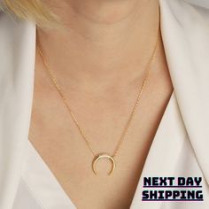 "Crescent Moon Necklace - Christmas Gift Necklace - Bridesmaids Gift Necklace   Material ; Solid 925 Sterling Silver - Finish ; Sterling Silver - Gold Plated - Rose Gold Plated * All our jewelry is handcrafted at our workshop Chain Lengths - 14\" + (1.5\" extender) - 16\" + (1.5\" extender) - 18\" + (1.5\" extender) - 20\" + (1.5\" extender) - 22\" + (1.5\" extender) (any other lengths upon request) -All jewelry of CAsilverDesign is hand-made. -Your jewelry will arrive in a special gift box package. Ready for gift-giving." Moon Shaped Sterling Silver Jewelry For Mother's Day, Sterling Silver Moon Charm Jewelry For Mother's Day, Sterling Silver Jewelry With Moon Charm For Mother's Day, Mother's Day Sterling Silver Moon Charm Jewelry, Mother's Day Sterling Silver Jewelry With Moon Charm, Crescent-shaped Jewelry Gift, Personalized Crescent Necklace For Gift, Moon Shaped Jewelry With Chain For Gifts, Personalized Moon-shaped Jewelry Gift