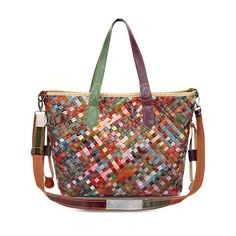 Square Shoulder Bag With Intrecciato Weave For Travel, Woven Leather Satchel Bucket Bag, Multicolor Satchel Shoulder Bag With Mobile Phone Pocket, Multicolor Leather Crossbody Bucket Bag, Leather Woven Crochet Bag For Everyday, Woven Leather Crochet Bag For Everyday Use, Brown Woven Leather Shoulder Bag, Travel Crossbody Bag With Intrecciato Weave, Travel Intrecciato Weave Crossbody Satchel