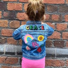 Personalised denim jackets for the little people in your life! Customised with their name or initials in multi-coloured letter patches. (pink, white and gold letter patch options also available- see our other listings) Option to add extra patches to your jacket for an even more unique look! (Each additional patch is charged at £3)  All orders are custom made so we require up to 10 working days turnaround from order to despatch. Please take into account this timeframe (plus allowing time for deli Cute Cotton Denim Jacket, Custom Denim Jacket, Custom Denim, Christmas Gifts For Girls, Oversized Jacket, Gold Letters, Kids Jacket, Perfect Christmas Gifts, Little People