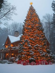 Rustic Cabins, All About Christmas, Christmas Dreaming, Simple Christmas Decor, Beautiful Christmas Trees, Winter Scenery, Good Night Sweet Dreams, Gorgeous Christmas, About Christmas