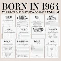 the birthday games for him are in black and white