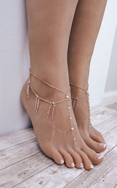 Willow Rose Gold Barefoot Sandals Foot Jewelry Anklet Beach - Etsy Gold Barefoot Sandals, Foot Jewelry Wedding, Foot Jewelry Beach Wedding, Point Pleasant Beach Nj, Pearl Barefoot Sandals, Barefoot Bride, Jewelry Pics, Barefoot Sandals Wedding, Beach Wedding Sandals