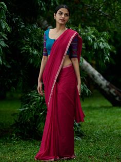 Summer perfect pink soft woven Kota saree edged with a zari border. Designer Cotton Silk Pre-draped Saree With Border, Pink Pre-draped Saree With Border For Festivals, Pink Chanderi Blouse Piece With Border, Pink Chanderi Blouse With Border, Pink Blouse Piece With Border In Traditional Drape Shape, Bollywood Style Pink Blouse Piece With Border, Pink Blouse Piece With Border For Diwali, Bollywood Style Pink Blouse With Border, Bollywood Style Pink Pre-draped Saree With Border