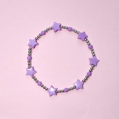 purple stars beaded bracelet with chrome silver beads Purple Stars, Silver Beaded Bracelet, Chrome Silver, Silver Bead Bracelet, Silver Beads, Beaded Bracelet, Halloween Shopping, Favorite Jewelry, Beauty Book