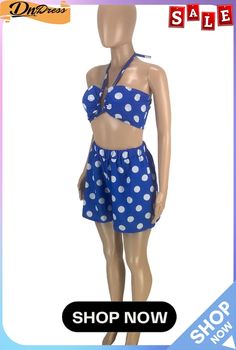 Red Sexy Print Polka Dot Split Joint Halter Sleeveless Two Pieces Sleeveless Polka Dot Tops For Vacation, Polka Dot Sleeveless Party Top, Sleeveless Polka Dot Top For Beach, Fitted Polka Dot Tank Top, Two Pieces, Polka Dot, Polka Dots, Split, Shop Now