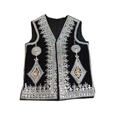 Beautiful Afghani traditional hand made Golden embroidered waistcoat  Our amazing embroidered Afghani waistcoat is the absolute ultimate . And the colors will knock your socks off. Embroider the hell out of them. And you get this, an extraordinary piece of outerwear for Men And Women. We Deliver Worldwide . Black Folk Style Festival Vest, Traditional Embroidered Fitted Vest, Fitted Embroidered Traditional Vest, Traditional Black Vest For Festival, Traditional Cotton Vest For Festivals, Traditional Black Sleeveless Vest, Traditional Multicolor Embroidered Vest For Festivals, Traditional Fitted Black Vest, Traditional Festive Vest With Intricate Embroidery