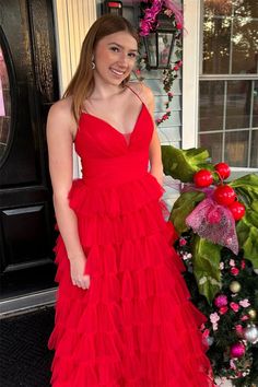 Bright Red Prom Dress, Layered Prom Dress, Red Prom Dress Long, Prom Dress Long, Senior Prom Dresses, Red Homecoming Dresses, Pink Homecoming Dress, Blue Homecoming Dresses, Long Prom Gowns